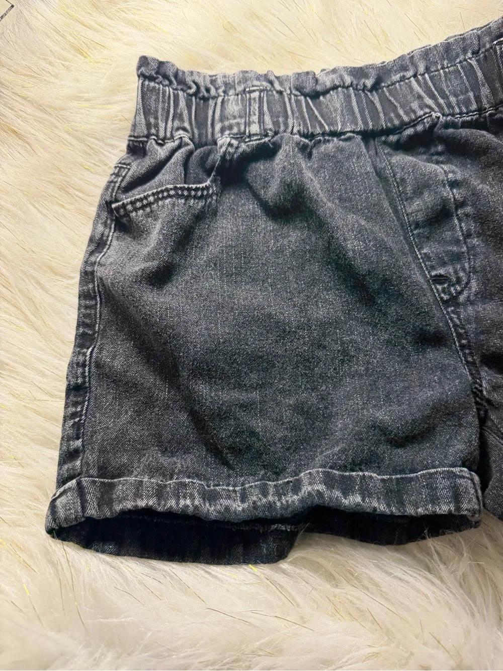 Kids Youth Black Washed Denim Shorts